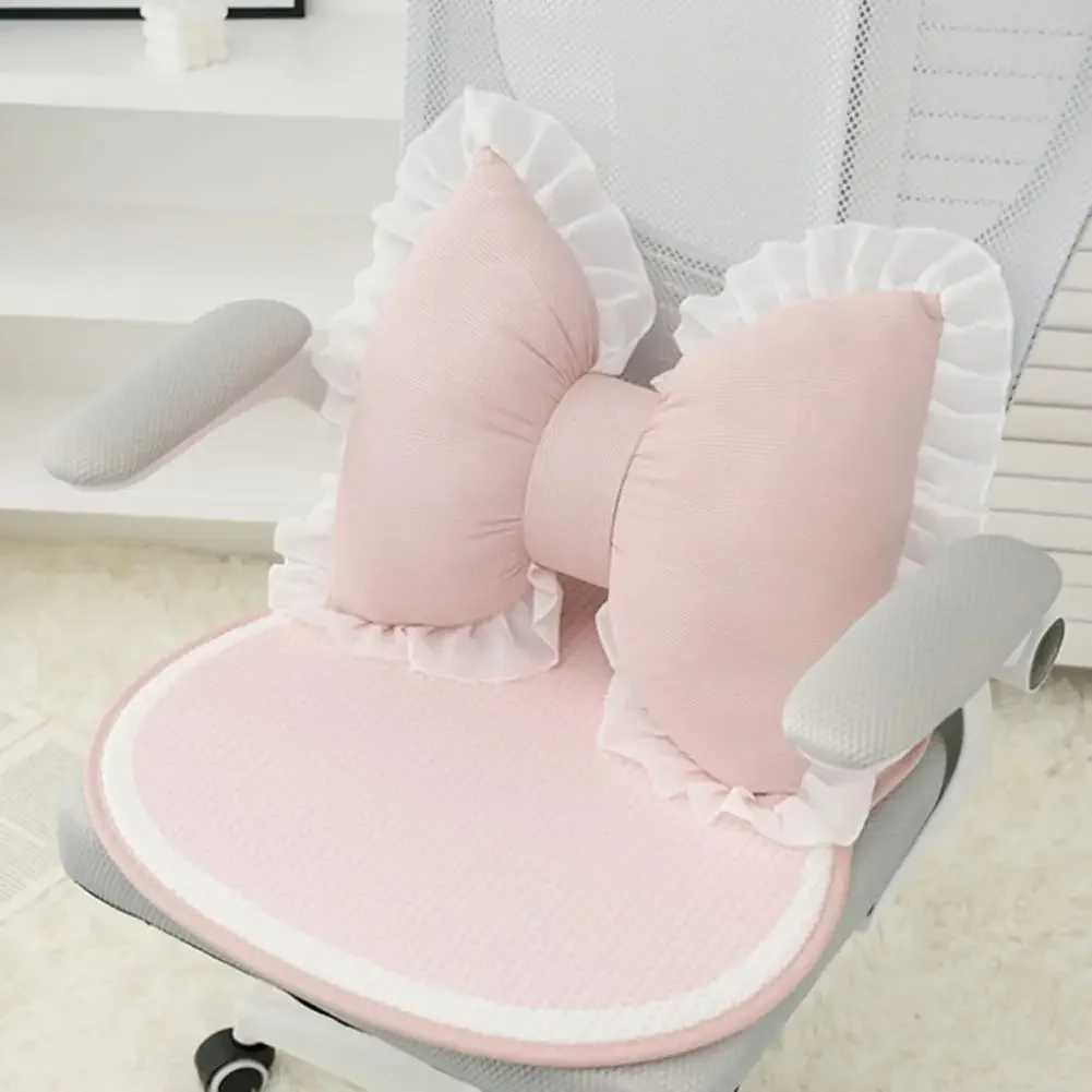 Sofa Pillow Pink Bow Lace Decoration Plush PP Cotton Filled Pillow Bed Sofa Support Pillow Car Seat Matching Pillow H260323