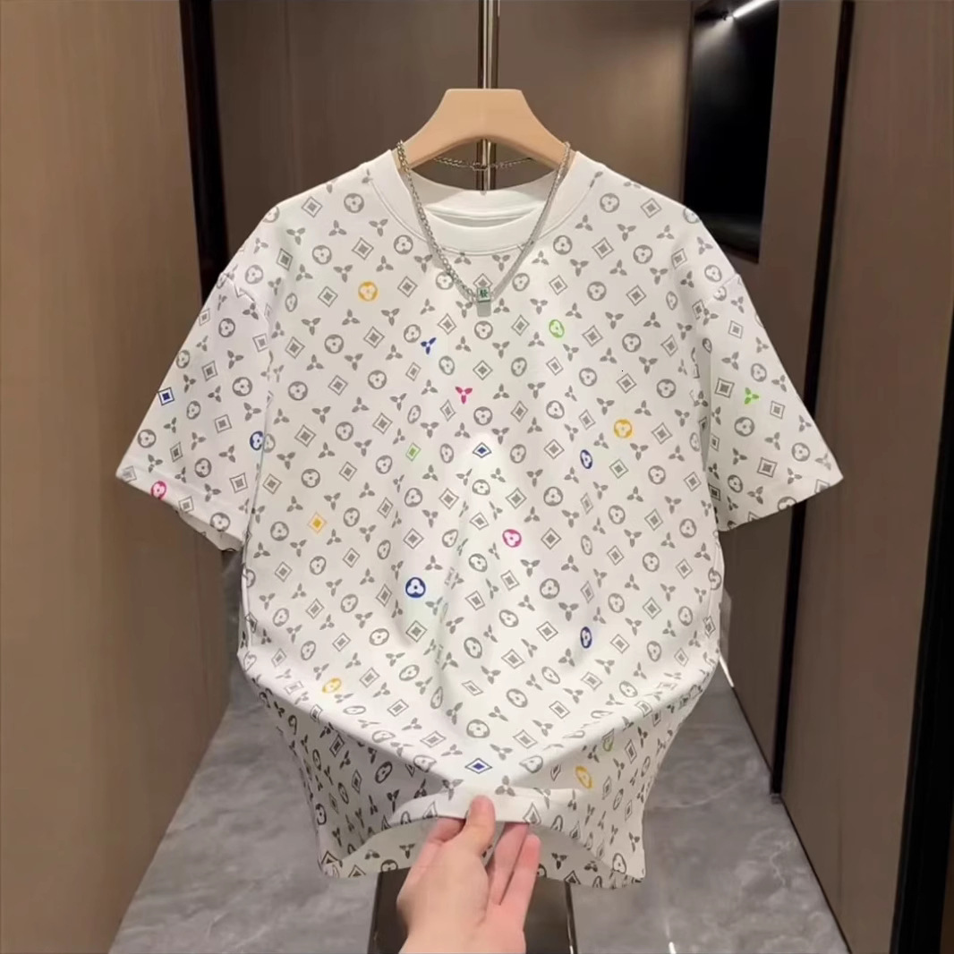 2026 Spring/summer New Full Print Retro Flower Heavyweight Men's T-shirt Fashion Multi Functional Round Neck Top Cool Basic Shirt