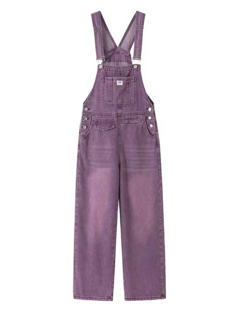 Vintage Denim Overalls Women Spring Autumn High Waist Straight Jumpsuits Female Loose Casual Suspender Jeans M260323