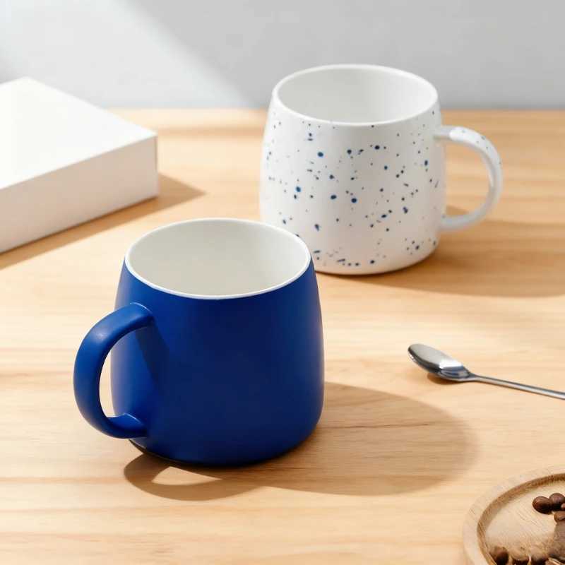 500ml creative design ink blue ceramic cup coffee cup couple water cup breakfast oatmeal cup holiday gift porcelain cup D260323
