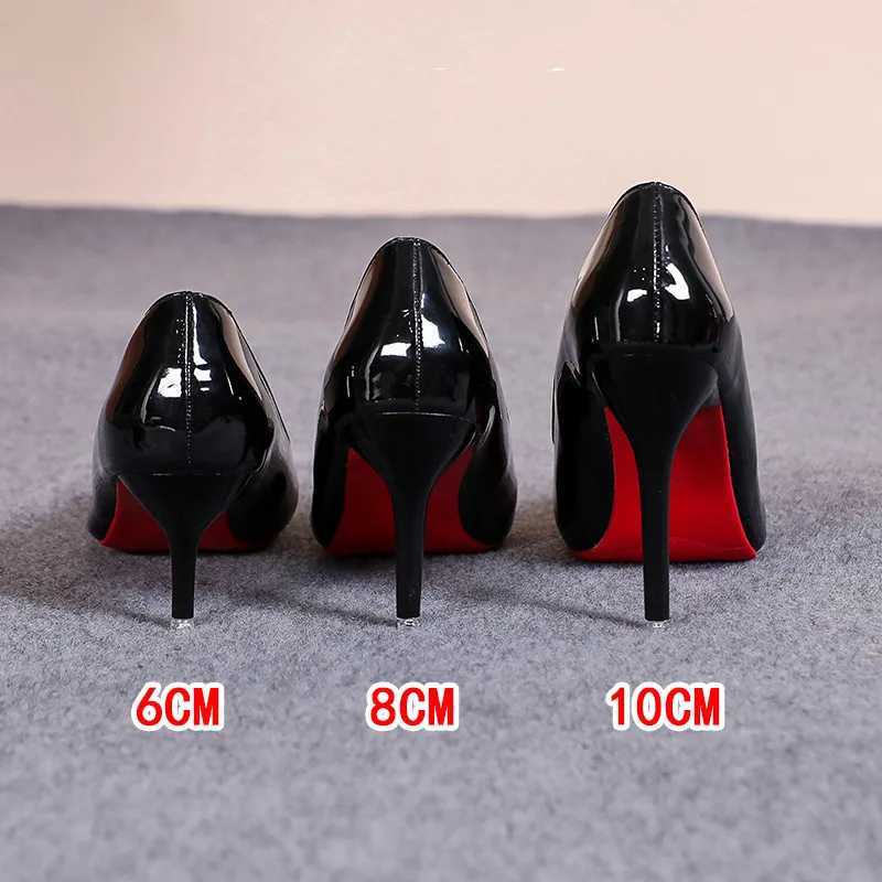Sexy Pointed Toe Patent Leather High Heels Temperament Girl Party Dress Stiletto Pumps Classic Black Work Single Shoes H260519