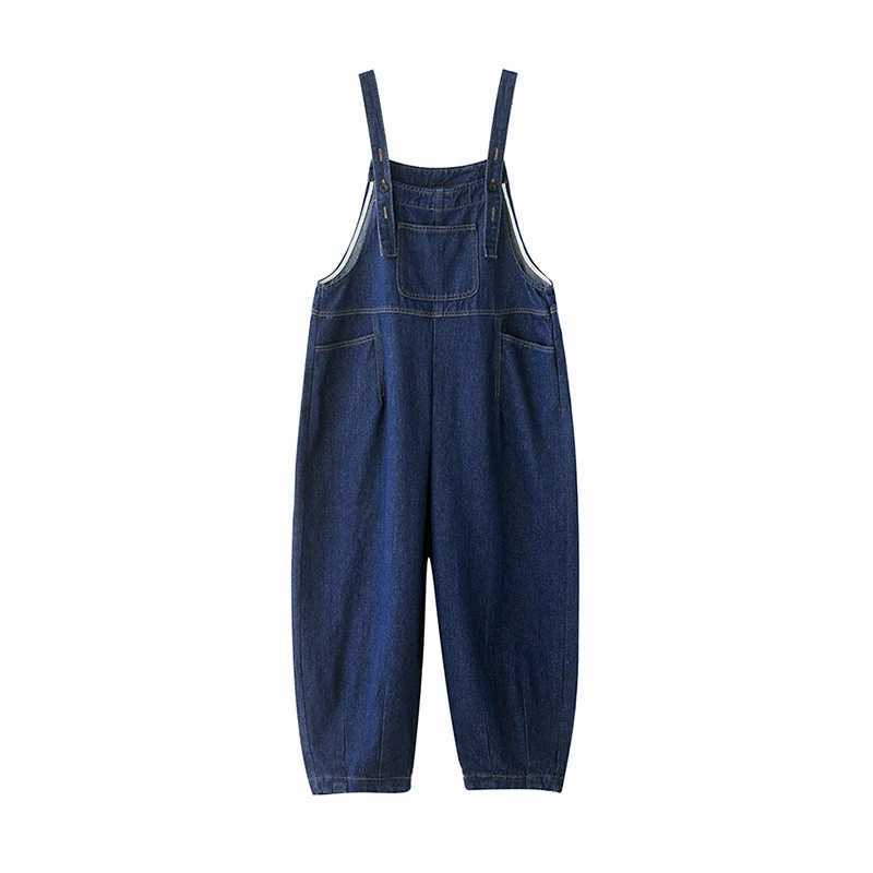 Loose Oversized Mom Jeans Overalls Women Casual Streetwear Wide Leg Denim Jumpsuit Vintage Strap Dungarees Baggy Cargo Pants M260323