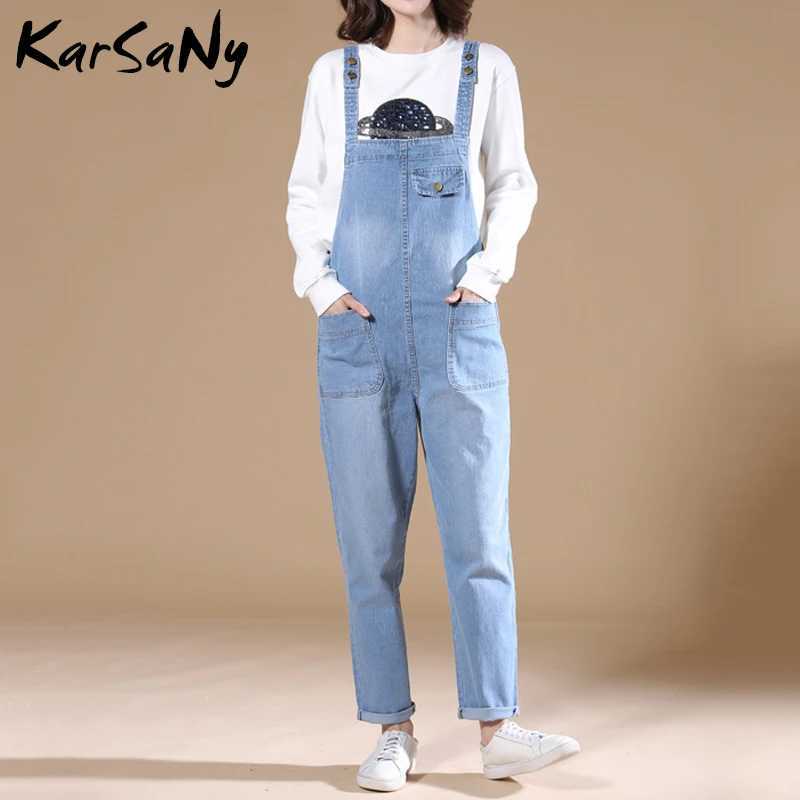 KarSaNy Denim Overalls Jeans Women Jumpsuit Mom Denim Jeans Woman Casual Blue Jean Overalls For Women Elegant Autumn M260323