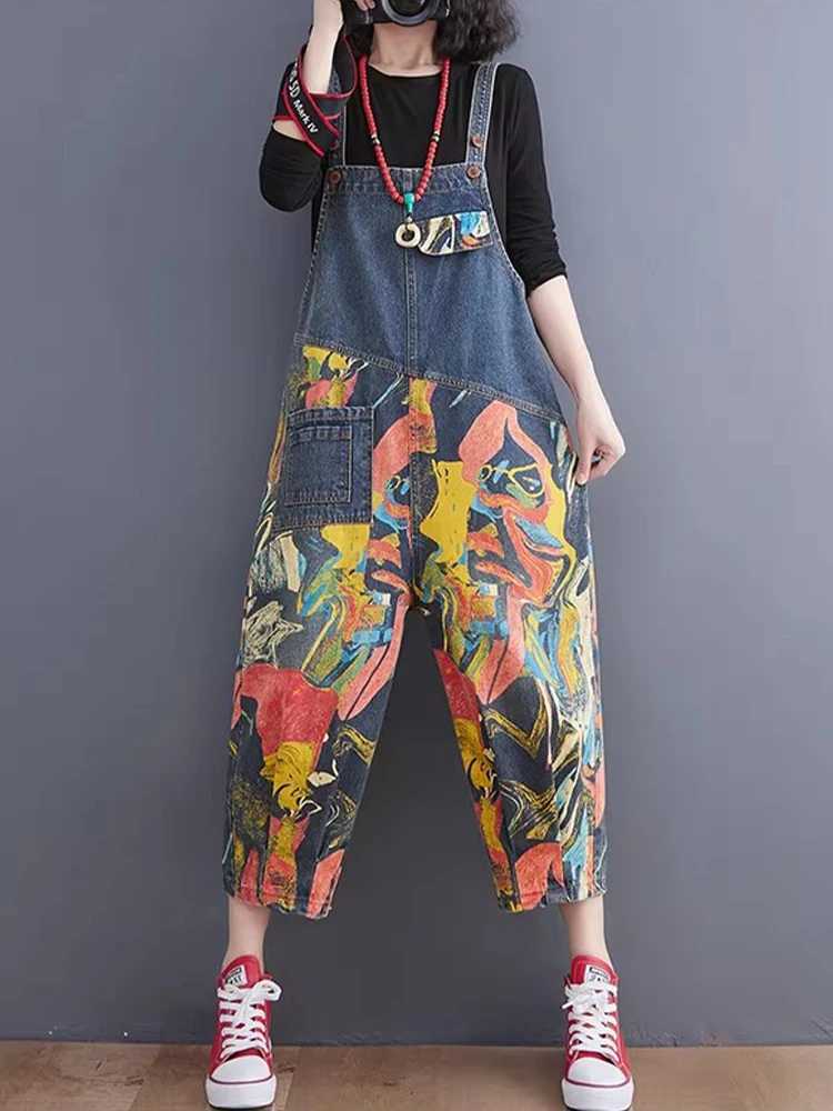 AmaxluluE Streetwear Summer Womens Fashion Denim Overalls Loose Vintage Jeans Ladies Casual Classic Pants Solid Trousers M260323