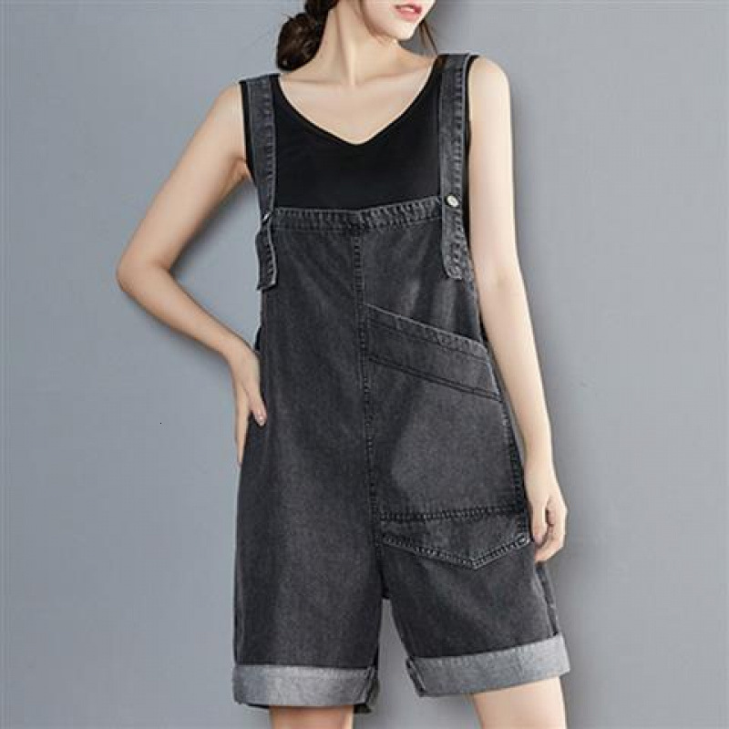 Plus-size Denim Overalls For Women With A Pear-shaped Figure New Style Loose-fitting Korean-style Designer Pants Summer Shorts