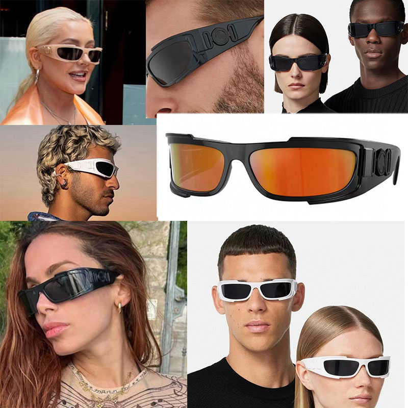 New Men Mask Shaped Sunglasses Designer Women Glasses Acetate Fiber Frame Top Quality Outdoor Vacation Travel Mens Glasses Trendy Cool Style MOD4446