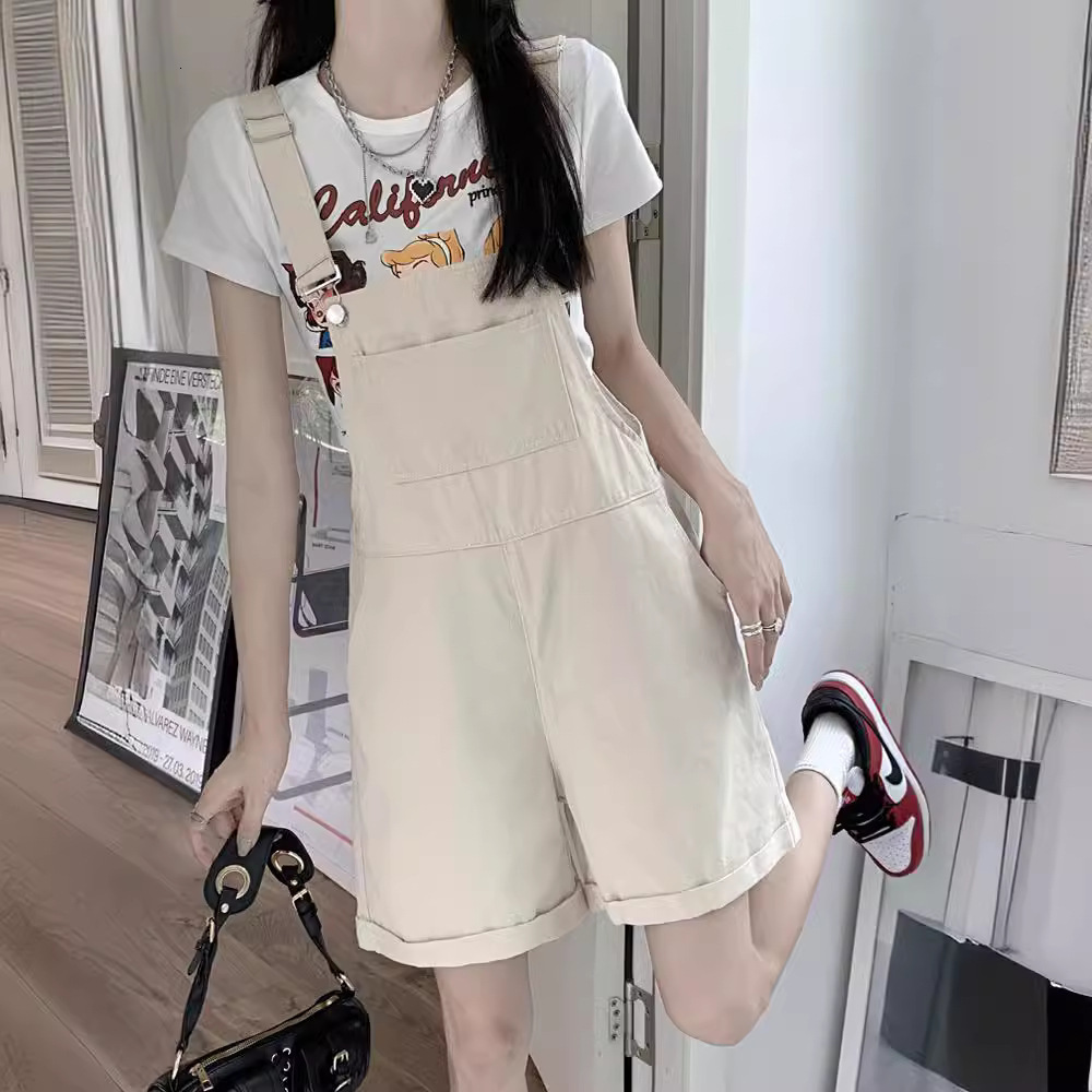Youthful And Designer Pants Slimming Plus Size Women's Denim Overalls Large Size Lightweight New Style Casual Summer Wide-leg Shorts