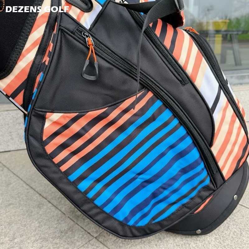 NEW Lightweight Waterproof Canvas Striped Golf Stand Bag Golf Caddy Bag D260323