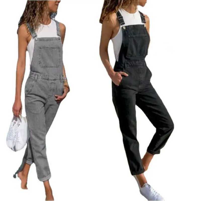 Womens Overalls Denim Stretch Straight Leg Jeans Boyfriend Overall Regular Fit Bib Jean Jumpsuits Comfy Adjustable Straps M260323