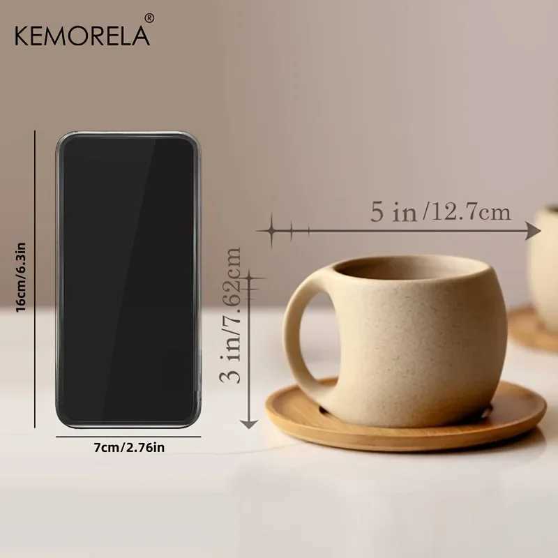 KEMORELA 220ml Ceramic Coffee Cup And Saucer Set Simple Water Cup for Breakfast Milk Oat Drink Exquisite Afternoon Tea Mug D260323