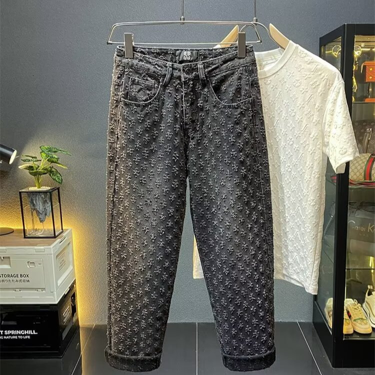 2026 Retro Designer Jeans Fashion Luxury Men's Style Vintage American Motorcycle Style Straight Tube Embroidered Jeans Essential Micro Pull Loose