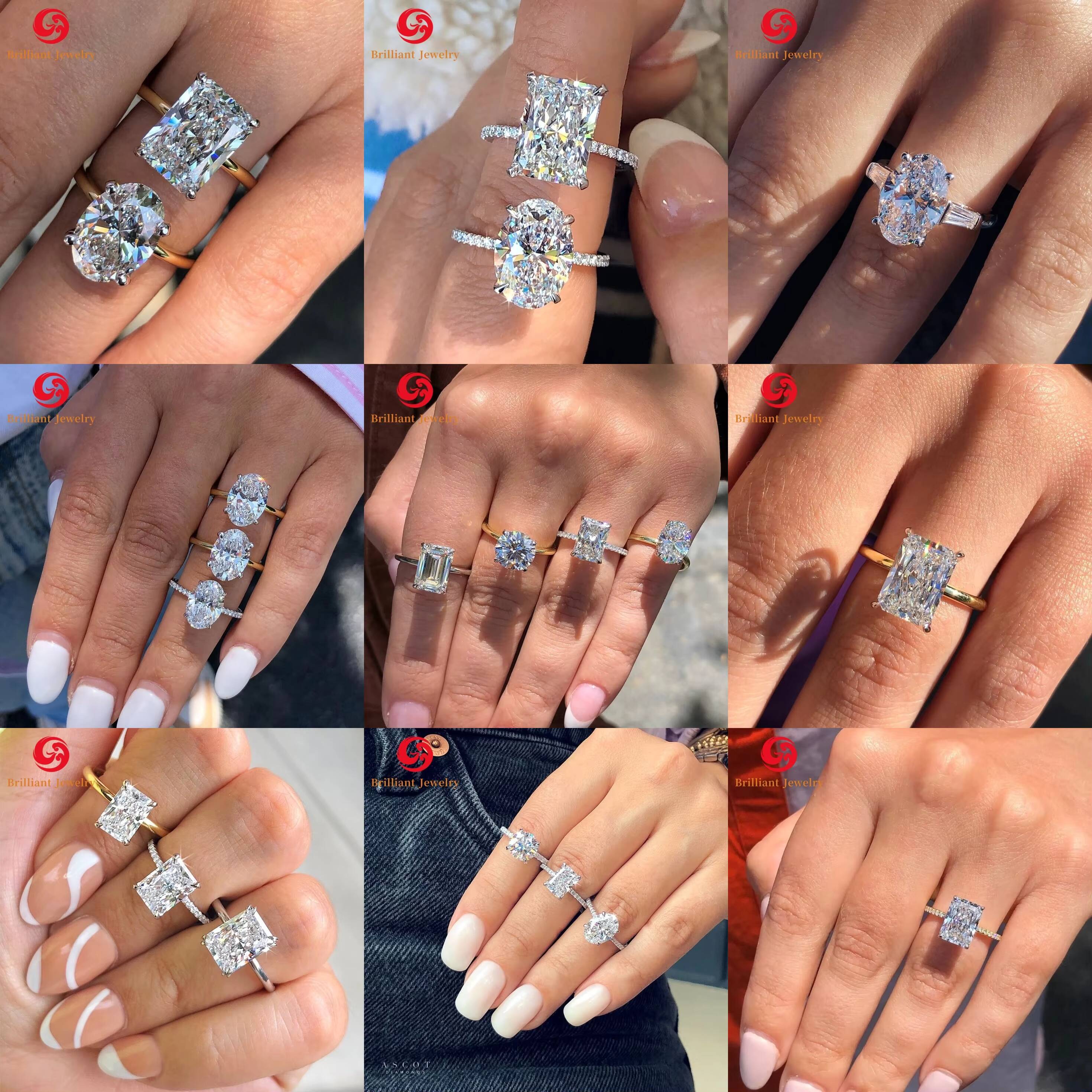 Wholesale 10K 14K 18K VVS VS1 Diamond Rings Engagement Women Lab Grown IGI Certified Diamond Radiant Oval Cut Gold Ring Jewelry