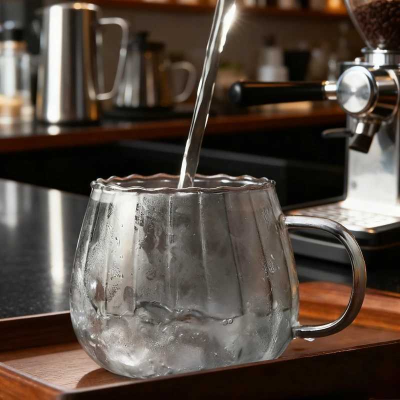 400ml High Borosilicate Glass Cups Creative Striped Mug Pumpkin Cup Breakfast Milk Glass Water Cup Teacup Home Office Drinkware H260323