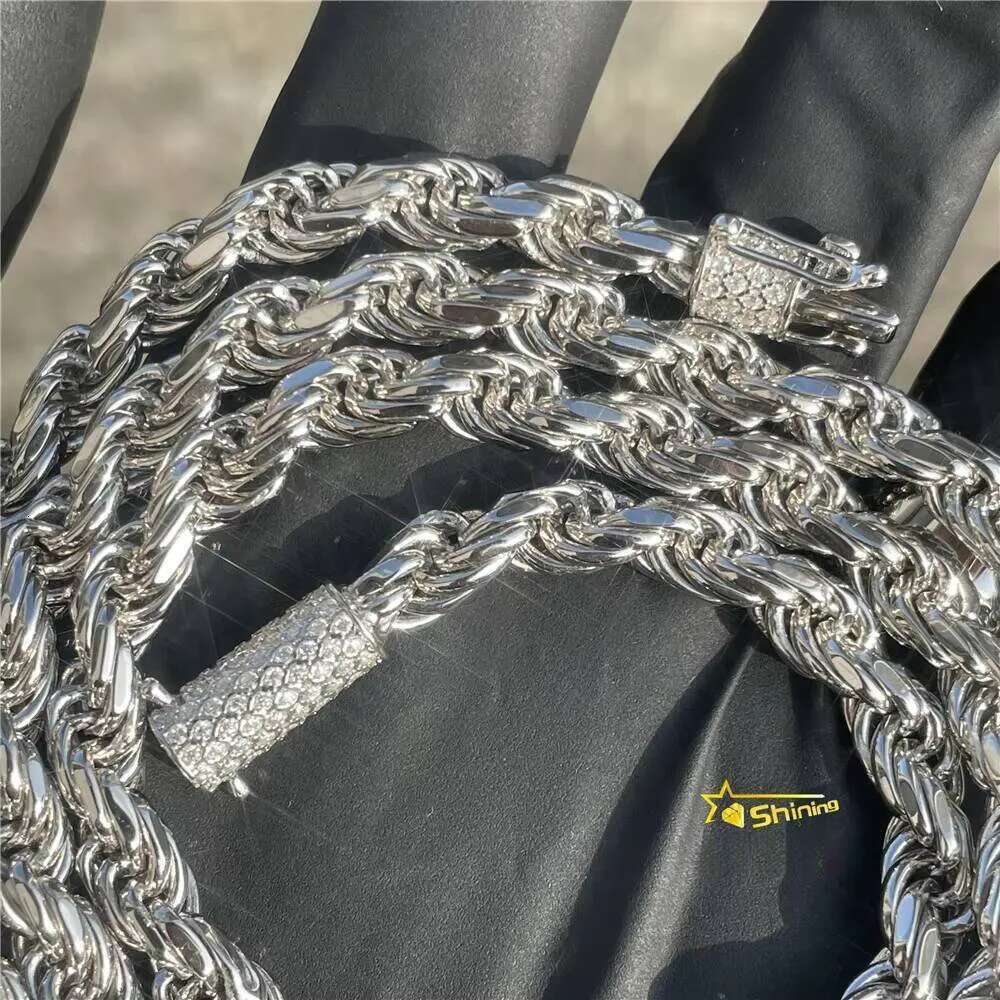 Ready to Ship Hip Hop Jewelry 60mm 18K Gold Plated VVS Moissanite Diamond Necklace 925 Sterling Silver Rope Chain