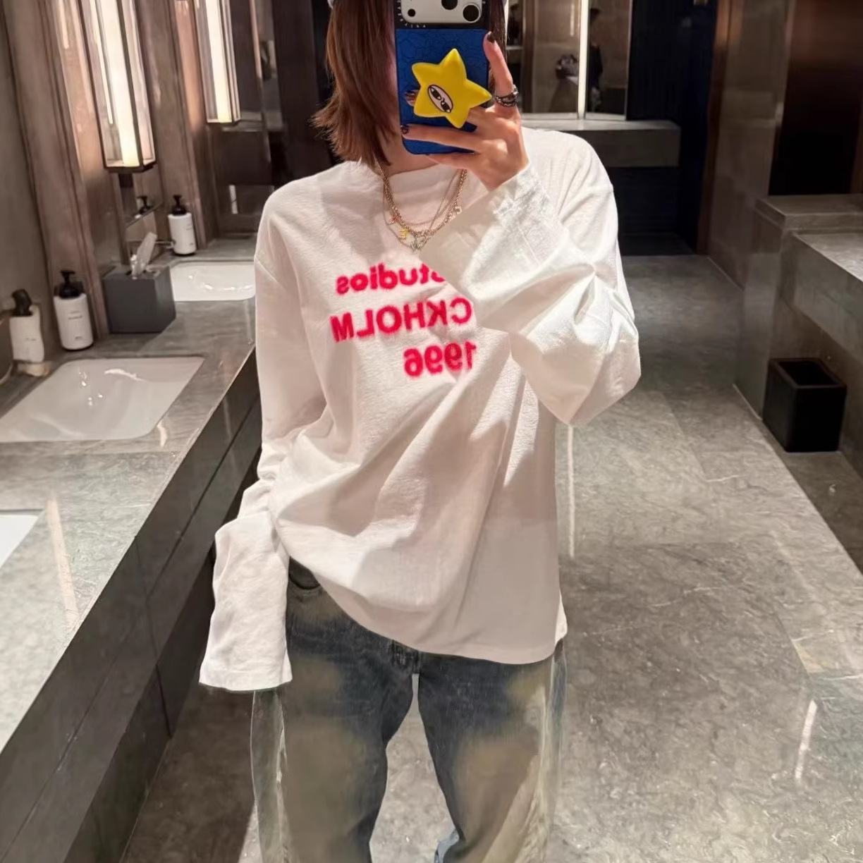 Correct Fit 2026 Spring/summer New Ac Velvet Letter Print Pullover Long-sleeve Designer Designer Hoodie T-shirt T-shirt Simple Polo Unisex Inner Wear