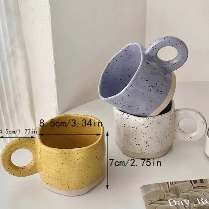 250ml Ceramic Mug Ring Handl Coffee Milk Modern Print Porcelain Mug Handmade Ceramic Hot Chocolate Cup Couple Handgrip Cups H260323