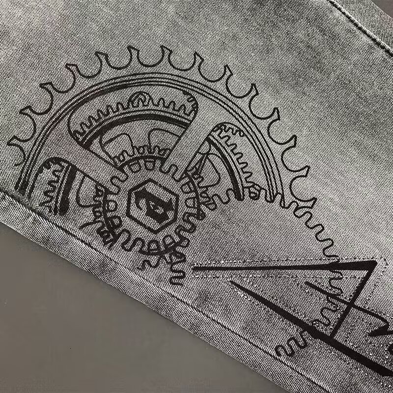 Designer Jeans Luxury Men's Trendy Brand Heavy Industry Tiger Printed Hot Diamond Grey Pants Street Fashion Essential Youth Casual Sports Loose S