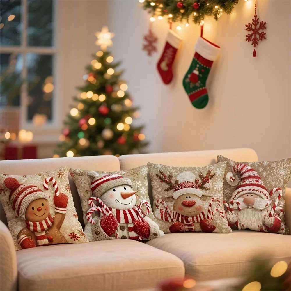 Festive Christmas Themed Pillowcases Gingerbread Snowman Reindeer Santa Designs New Year home decoration 1PC H260323