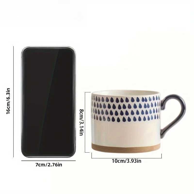 KEMORELA 1PCS 450ML Nordic Ceramic Cup Coffee Milk Mug with Handle Retro Large Capacity Japanese Breakfast Oatmeal Cup Gift Set H260323