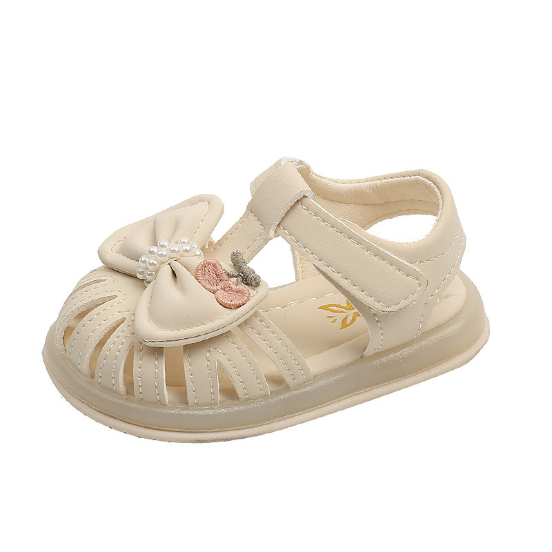 Baby girl sandals, summer walking shoes, cute princess for girls, 1 2 year old, soft soled, non slip, toe wrapped baby shoes F705-19