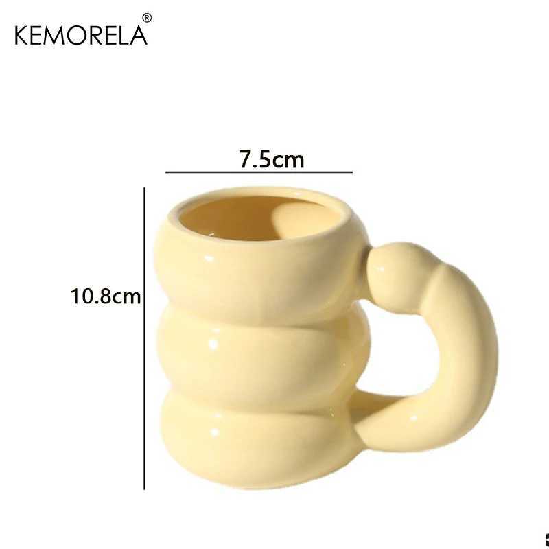 KEMORELA Ceramic Mug with Handle Cute Circle Bubble Design Coffee Cup for Breakfast Milk Juice Tea Microwave Safe Water Drink D260323