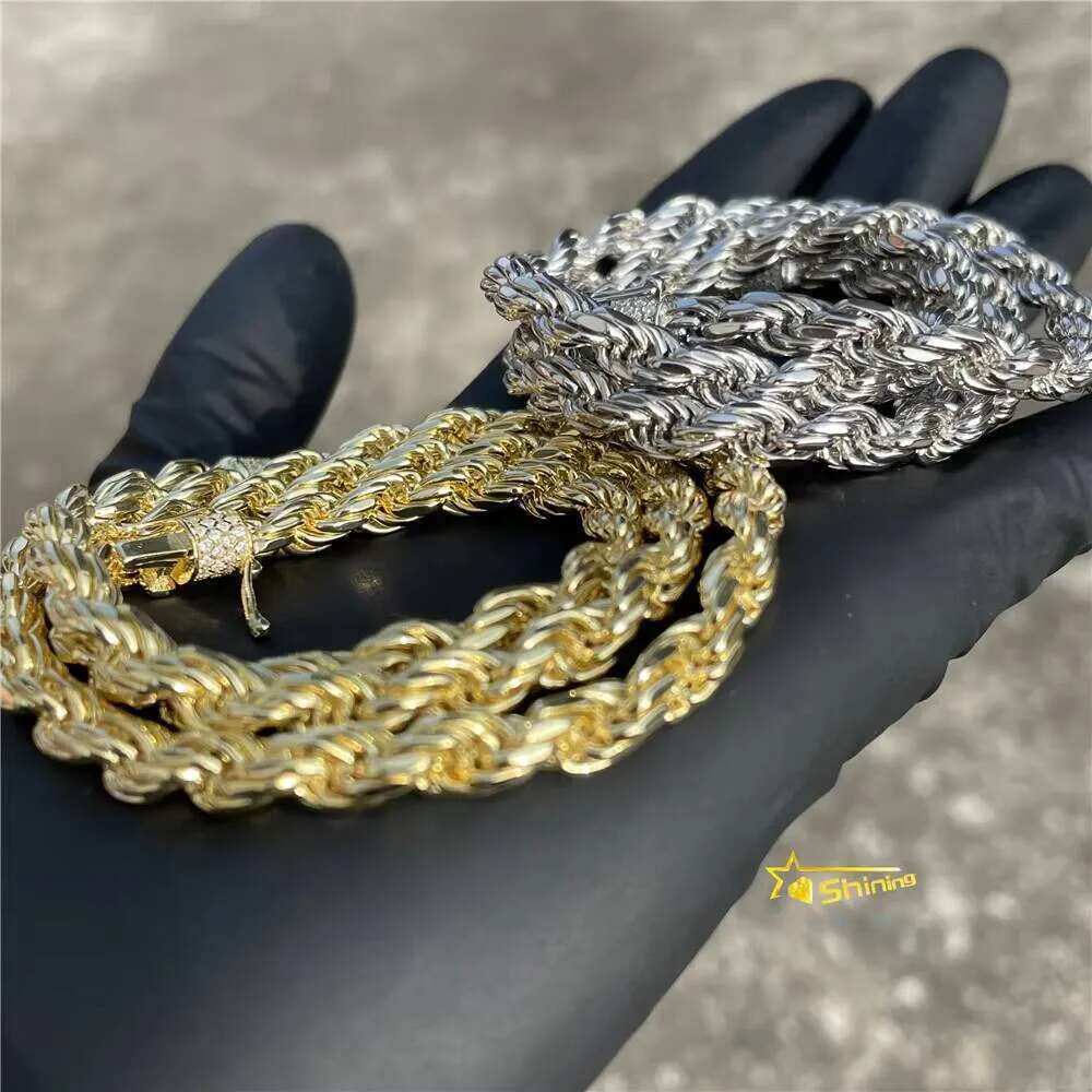Ready to Ship Hip Hop Jewelry 60mm 18K Gold Plated VVS Moissanite Diamond Necklace 925 Sterling Silver Rope Chain