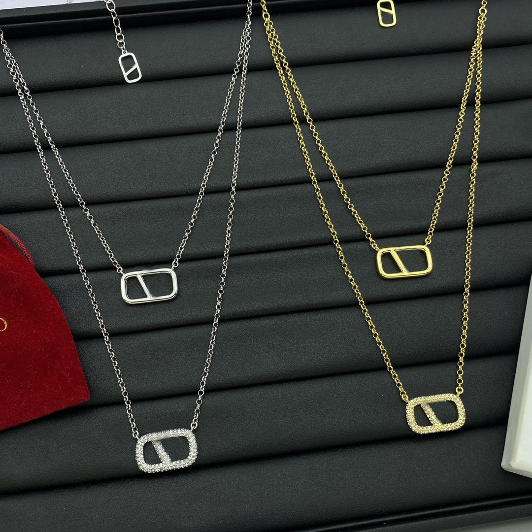 Designer Necklace Letter Pendant High Quality Gold Choker Chain Crystal Pearl Necklace Wedding Jewelry Gift with Box