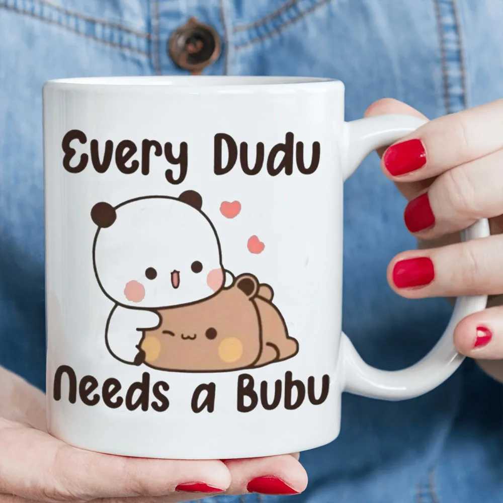 1 Cute Ceramic Coffee Mug - Adorable Panda Bear Every Dudu Needs a Bubu Design Insulated Reusable Cup D260323