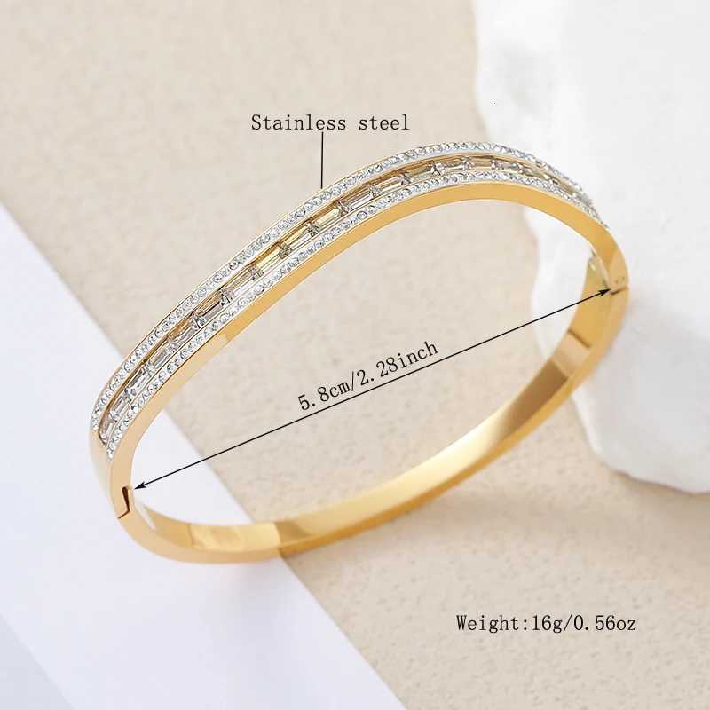 Elegant and luxurious style with irregular geometric patterns stainless steel with versatile rhinestones for women H260323 - view 7