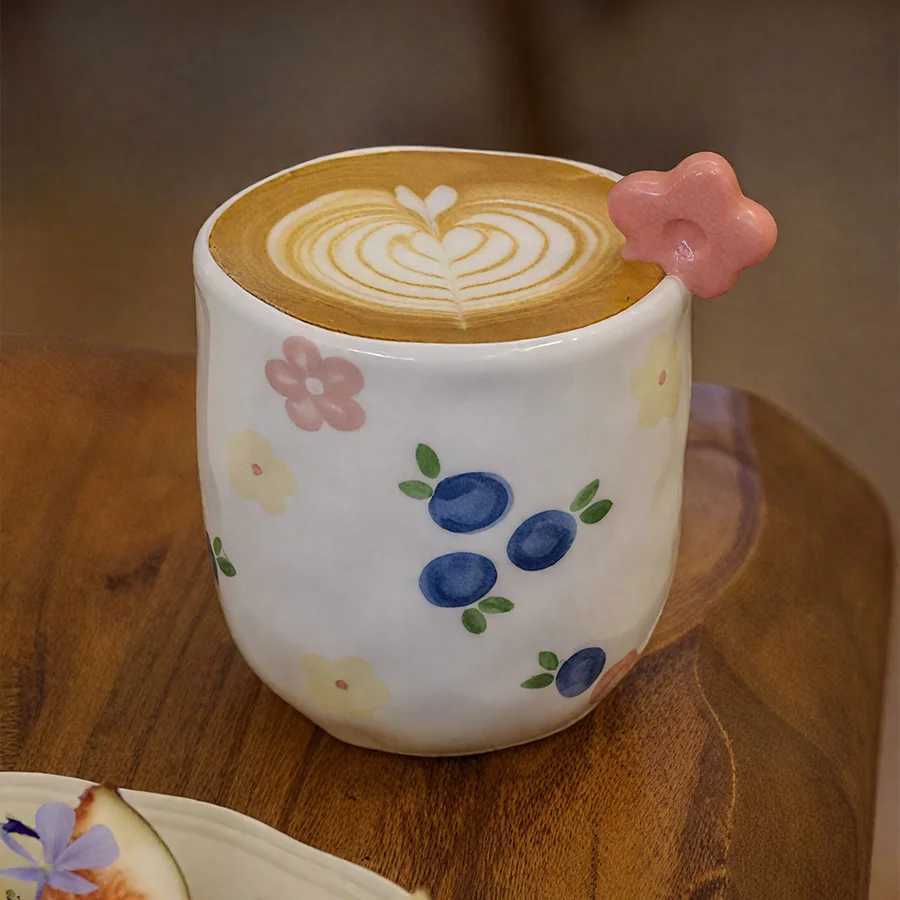 Ceramic cup Coffee cup Water cup Mug Tea cup CupOffice Personal Dedicated Japanese style Ceramic Floral pattern H260323