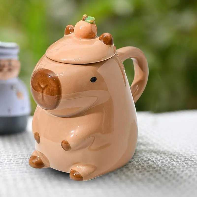 Christmas Mug Ceramic Coffee Mug Tea Mug Novelty Capybara Mug Christmas Gift Cute Milk Coffee Cup Funny Tea Cup with Lid D260323