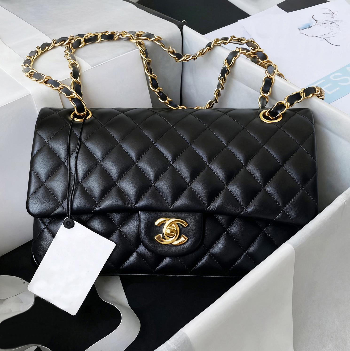 Designer Bag Luxury Bag Shoulder Bag Caviar Designer Handbag with Box Fashion Bag Evening Bag Metallic Leather Chain Square Lattice Sheepskin Wallet 10A