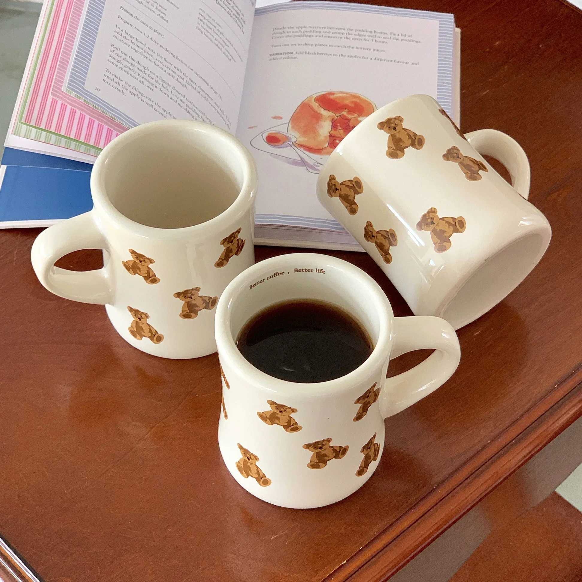 Ceramic Coffee Mug Cartoon Bear Chocolate Bear Mugs Girl Retro Coffee Cup Afternoon Tea Cute Ceramic Mugs Cute Coffee Mug Cup H260323