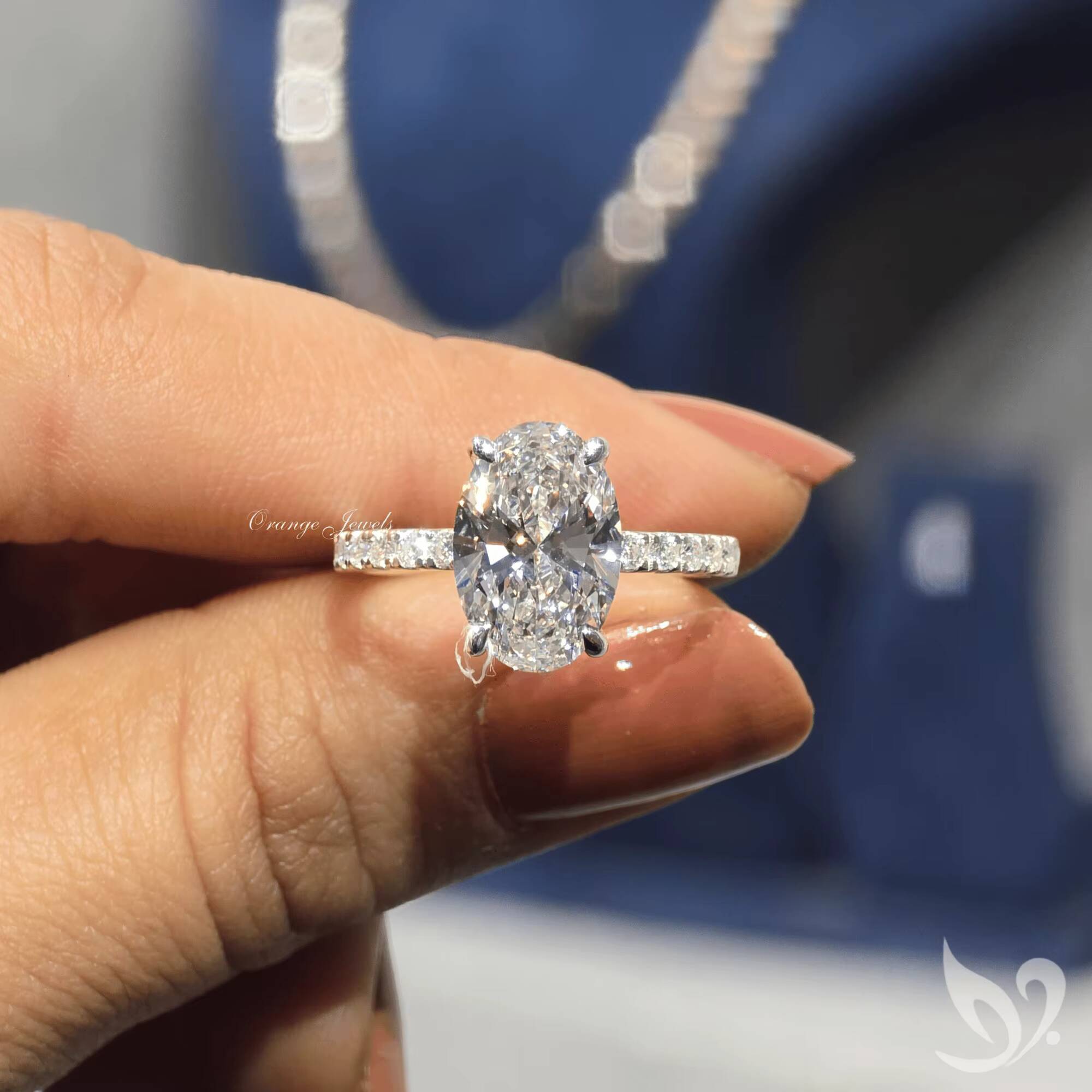 IGI Certified 3CT Oval Cut Lab Grown Diamond Engagement Ring IGI Certified 10k Solid Gold Hidden Halo Ring