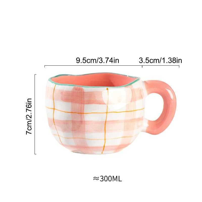 300ML Cute Hand Pinched Irregular Ceramic mug Flower Heart Pattern Coffee Cup Breakfast Milk tea cups Gift For Kids Girls H260323