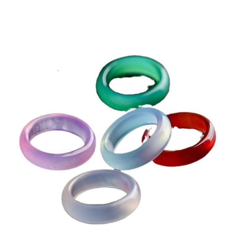 Ice White Natural Brazilian Agate Band Handheld Running Chalcedony Pair Ring Jade Artifact Wholesale ddmysept