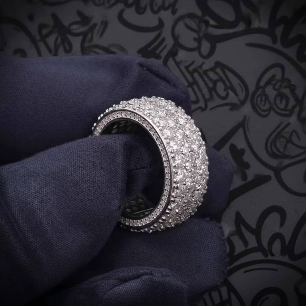 Solid 9K 10K 14K 18K 22K Gold Custom Jewelry Hip Hop IGI Certified VVS Lab Grown Diamond Iced Out 3 Rows Band Eternity Band Ring
