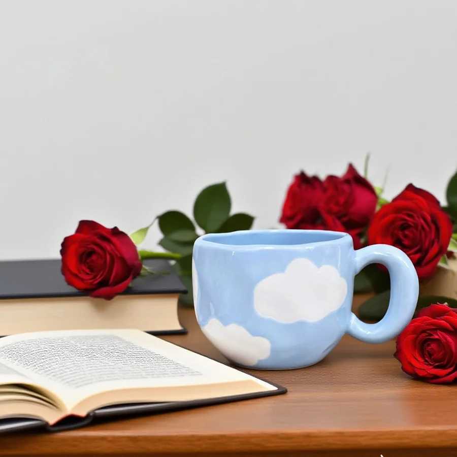 Ceramic cup Coffee cup Water cup Mug Tea cup CupFloral pattern Couple For home Milk Pure white Bone china Jingdezhen ware Large H260323