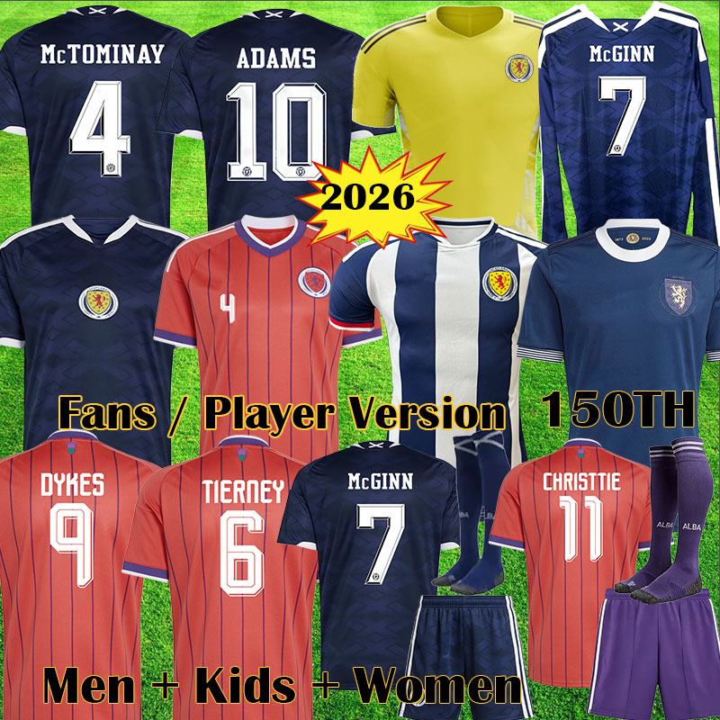 Scotland Football Shirt 2026 World Cup GALLACHER MCTOMINAY TIERNEY MCGINN HICKEY Soccer Jerseys Home Away Men Women Kids Long Sleeve scotland 150th Shirt Tops