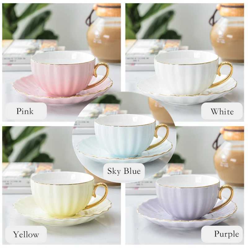 Pink Cute Creative Porcelain Cup And Saucer Ceramics Coffee Cup Simple Tea Sets Modern Design Home Flower Red Tea Cup H260323