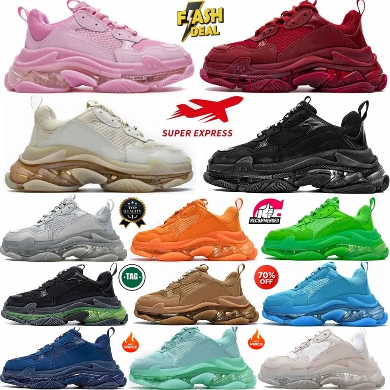Triple S Designer Casual low Men Women Shoes Platform Sneakers Clear Comfortable Balance versatile Support Black White Grey Red Royal Neon Green Trainers Tennis