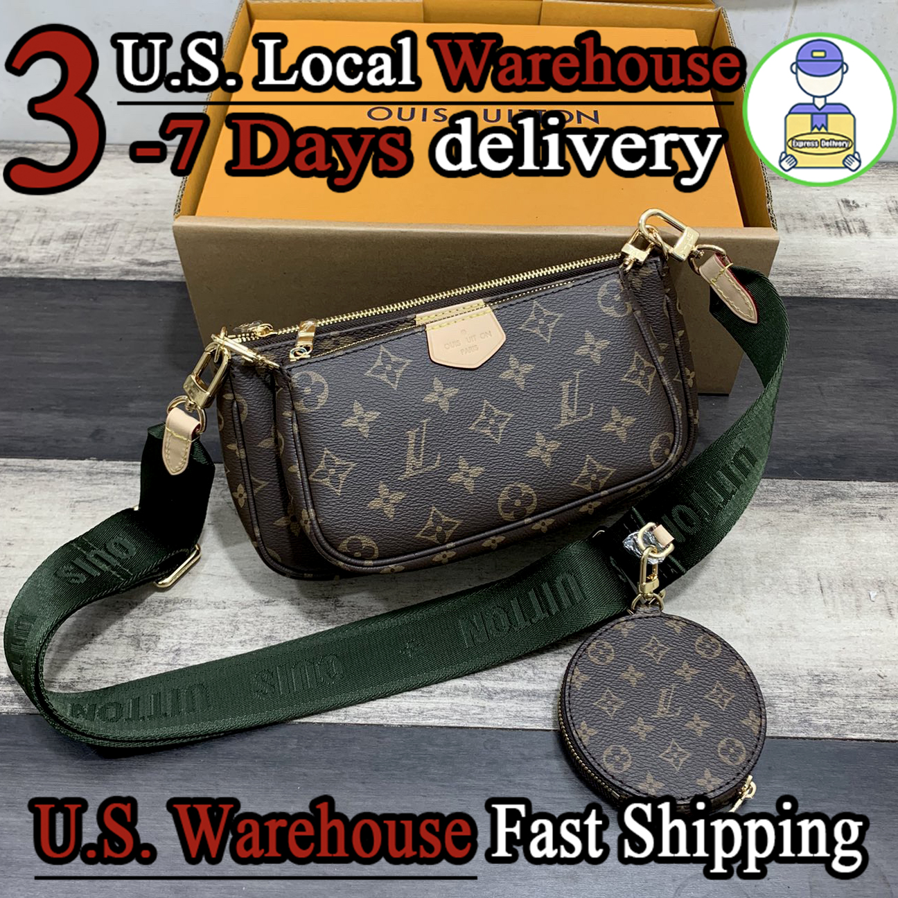 louis vouiton bag Designer bag Fashion Women's MULTI POCHETTE Shoulder Bag Luxury bag Handbag Brown Old Flower Accessoires Crossbody bag Five in one Purse 01