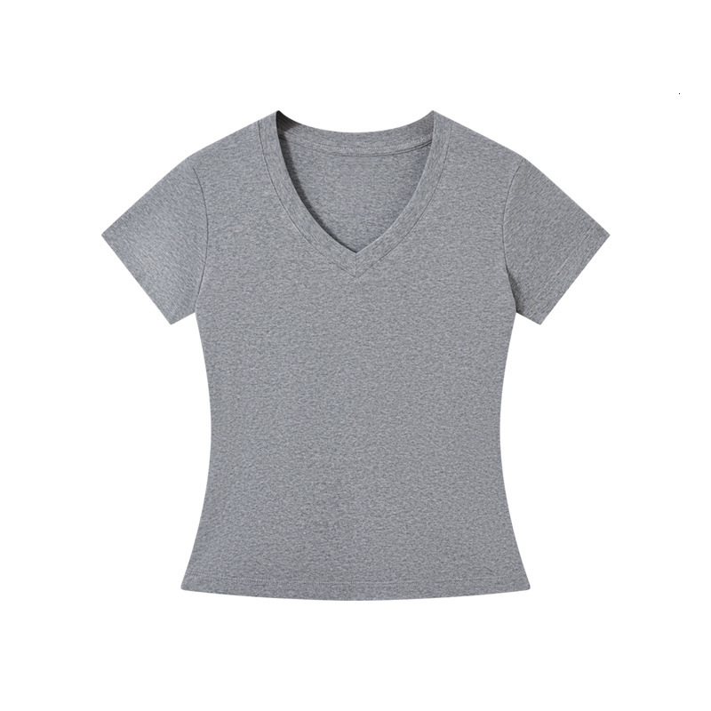 Solid Color V-neck Short-sleeve T-shirt Polo For Women New Summer Style Pure And Alluring Slim Fit Regular Shoulder Designer T-shirt Top Women's Designer Hoodie