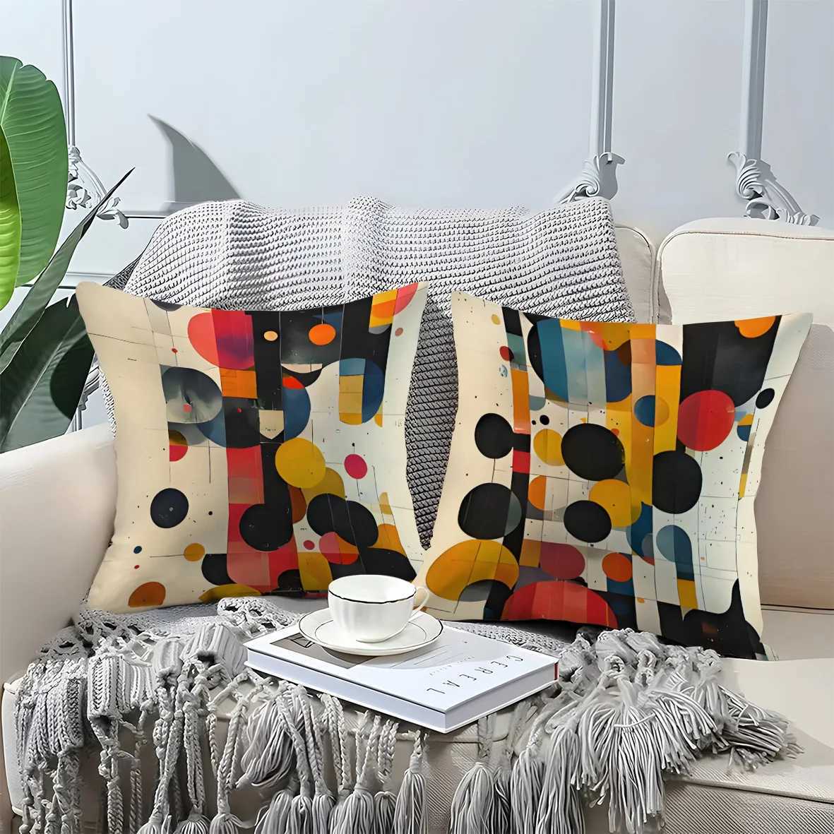 4pcs Colorful patterned dots digital printing pillow cover Short plush Suitable living rooms bedrooms sofas throw cushion cover H260323