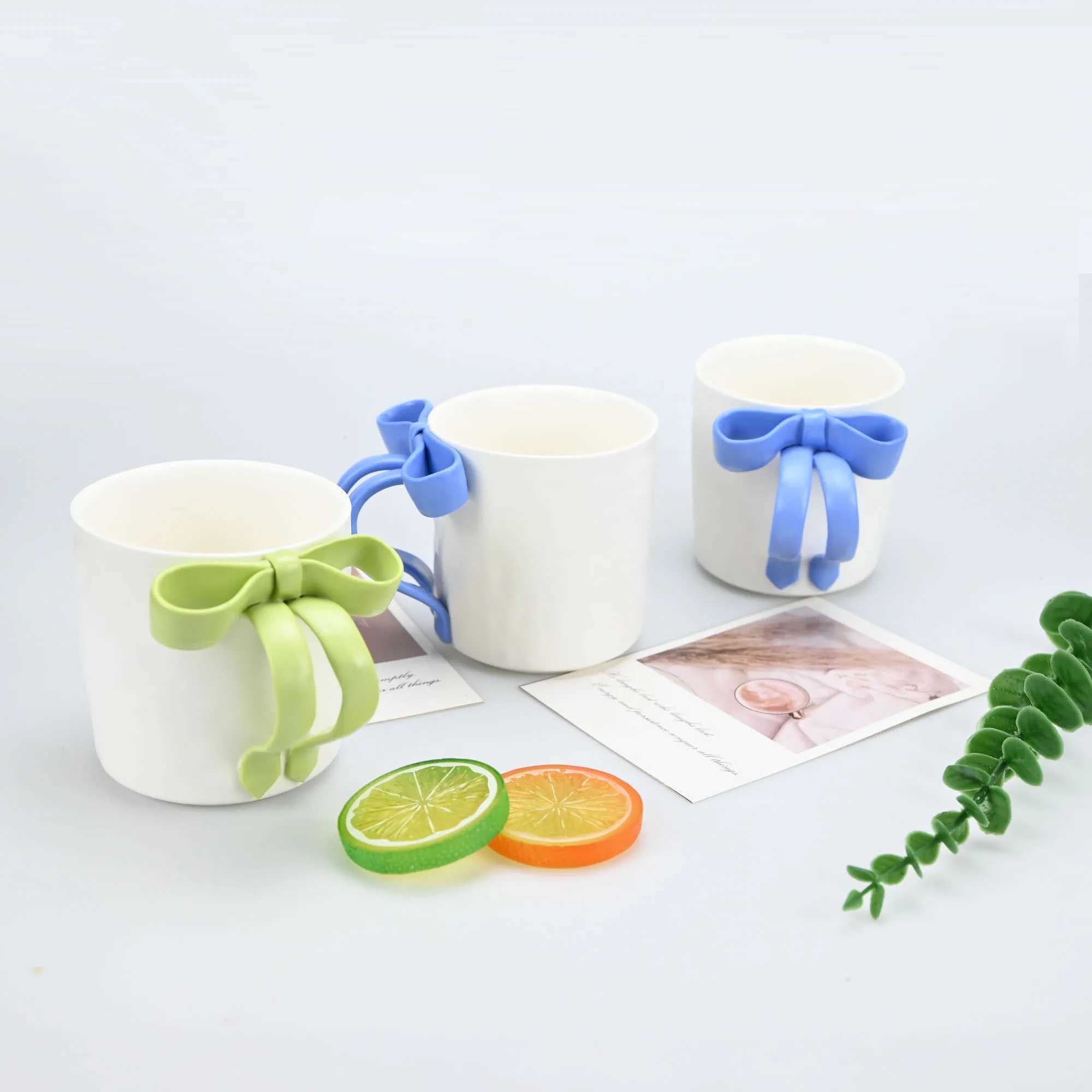 1pc Bow Shaped Mug Pink Three-Dimensional Bow Shaped Coffee Cup High Aesthetic Value Design Sense H260323