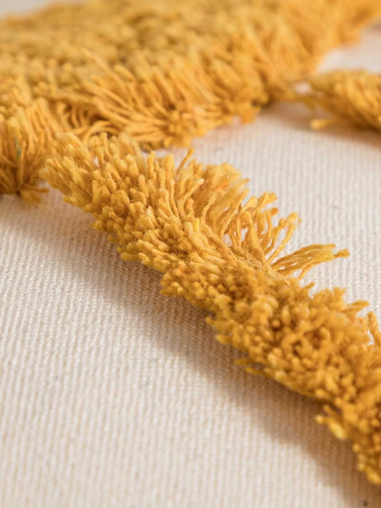 A yellow sun pattern pillowcase cover made of Bohemian cotton sail fabric with tufting technology for sofas bedroomsbed H260323