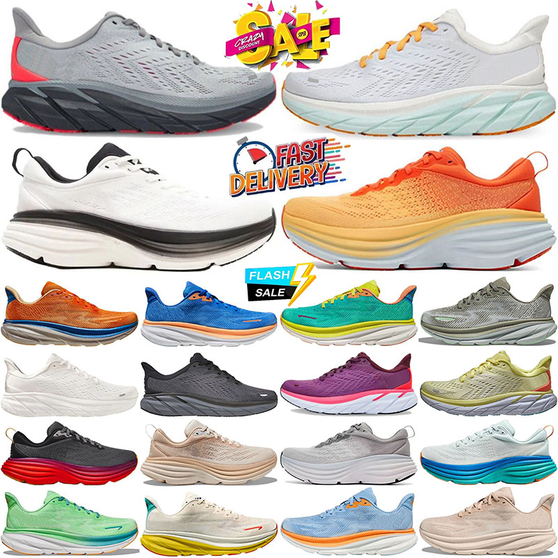 Designer Running Shoes Bondis 8 Clifton 9 Cliftons Runer Sports Harbor Mist Black White Carbon X 2 Free People Casual Outdoor Athletic Mens Women Eur 36-45