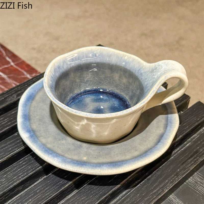Japanese Kiln Porcelain Cupsaucer Creative Retro Coffee Mug Dining Table Milk Mugs Afternoon Tea Teacup Fruits Juice Cup D260323