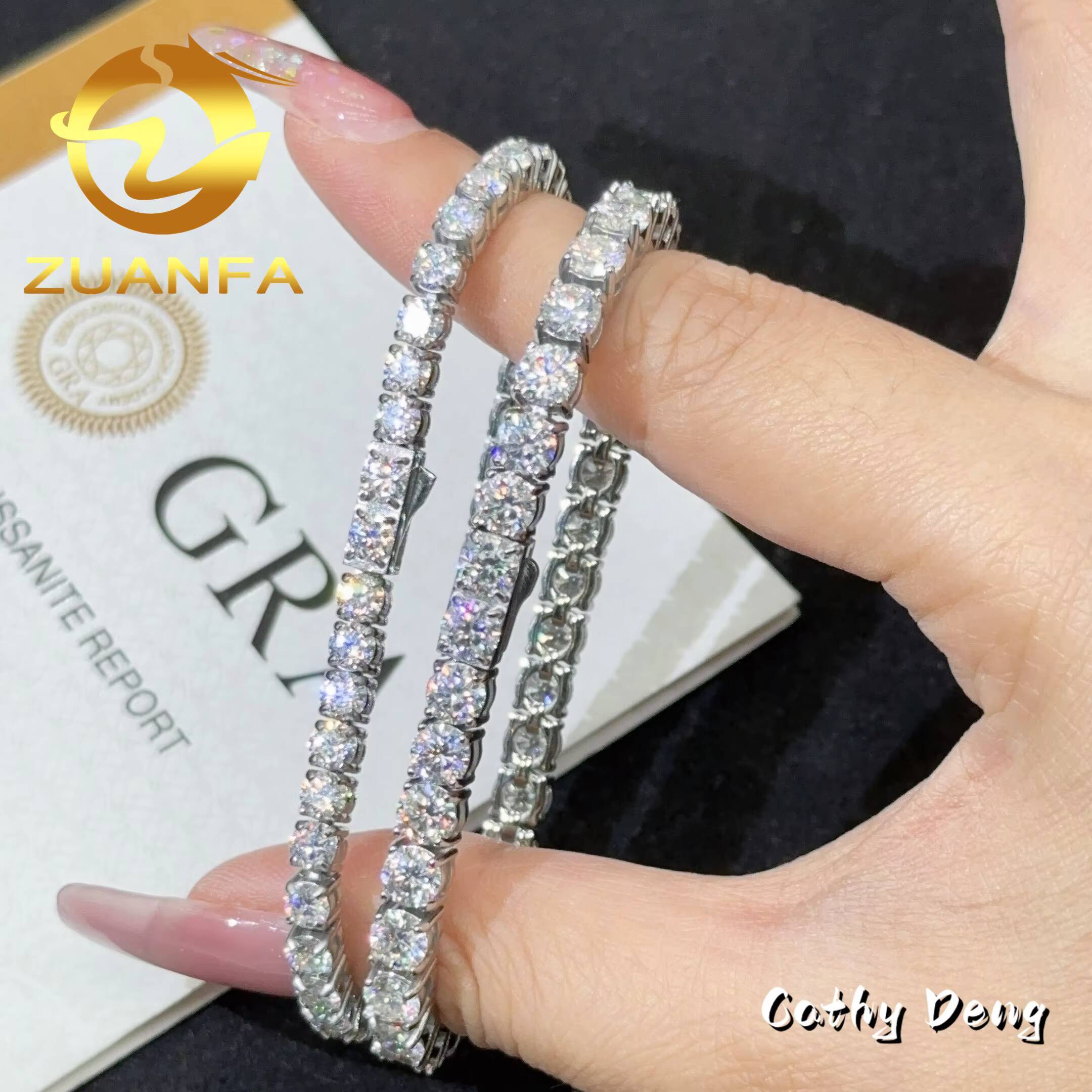 4mm 5mm Never Fade Black Moissanite Diamond 316L Stainless Steel Tennis Chain Bracelet Hip Hop Moissanite Tennis Bracelet