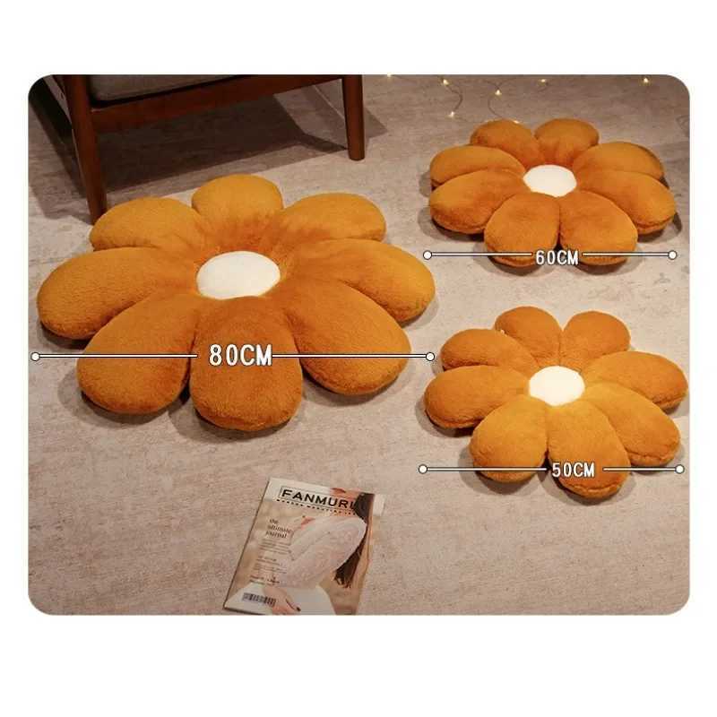 Sofa Bay Window Cushion New Rabbit Fur Daisy Flower Cushion Lumbar Back Car Cushion Lumbar Cushion Back Cute Pillow H260323